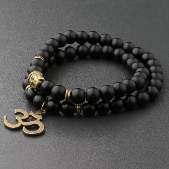 Unisex onyx, lava stone, wood or tigers eye Mala bracelet - Picture 9 of 12